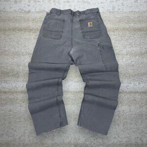Vintage 90s Carhartt Carpenter Pants 36x30 Light Grey Relaxed Fit Dungarees